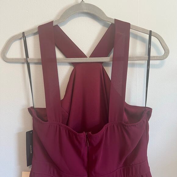 Lulus Forevermore Burgundy Skater Fit and Flare Dress NWT Size Large - Picture 5 of 8